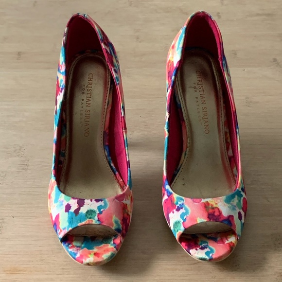 *SOLD*CHRISTIAN SIRIANO 6 Watercolor Open Toe Heel - Picture 4 of 8